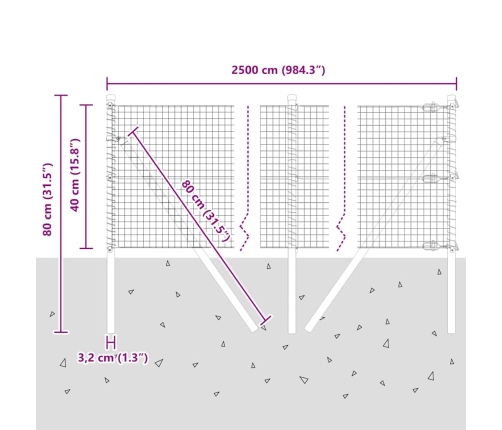 Tvora Su Stulpais Sidabro 0.4 X 25 M Plienas