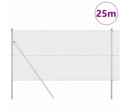 Metināts Stiepļu Žogs Ar 13 Stabiem 1X25 M Cinkota Tērauda Vidaxl