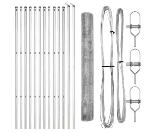 Metināto Stieples Žogs Ar 13 Stabiem 1.2X25 M Galvanizēts Tērauds Vidaxl