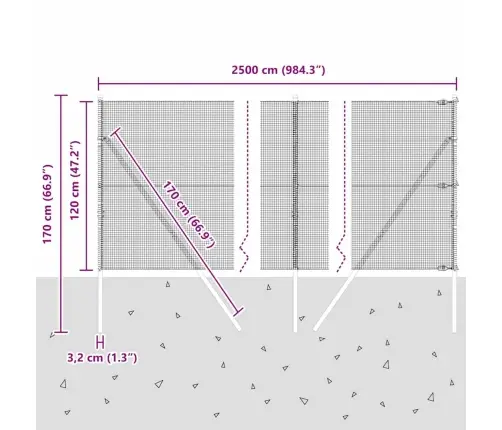 Metināto Stieples Žogs Ar 13 Stabiem 1.2X25 M Galvanizēts Tērauds Vidaxl