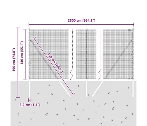 Tvora Su Stulpais Sidabro 1.4 X 25 M Plienas
