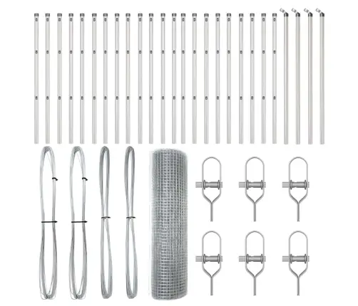 Blīvētā Stieples Žogs Ar 13 Stabiem 0.4X50 M Galvanizēts Tērauds Vidaxl