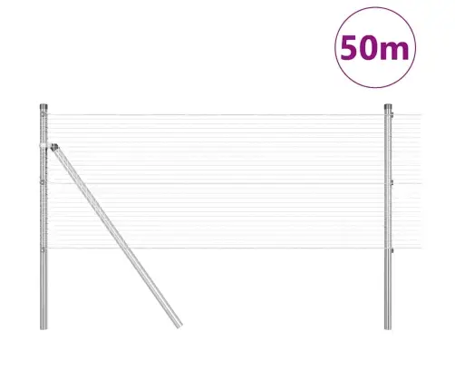 Blīvētā Stieples Žogs Ar 13 Stabiem 0.4X50 M Galvanizēts Tērauds Vidaxl