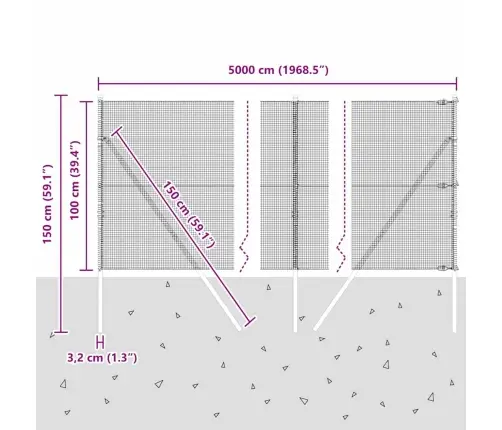 Aed Koos Postidega Hõbedane 1 X 50 M Teras