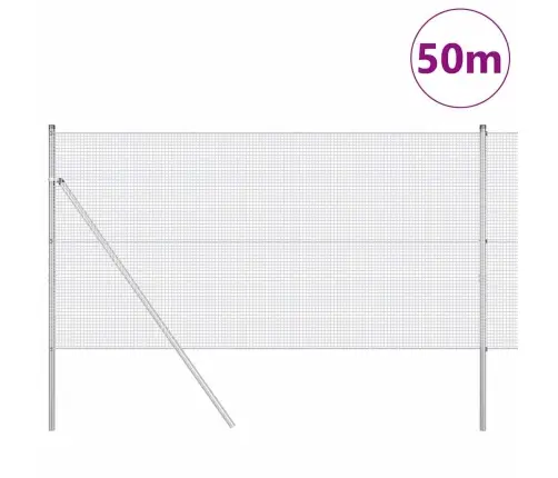 Savilktie Metāla Žogi Ar 13 Stabiem 1X50 M Cinkots Tērauds Vidaxl