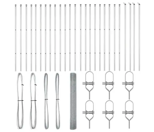 Metināts Stieples Žogs Ar 13 Stabiem 1.2X50 M Cinkots Tērauds Vidaxl
