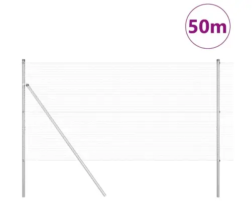 Metināts Stieples Žogs Ar 13 Stabiem 1.2X50 M Cinkots Tērauds Vidaxl