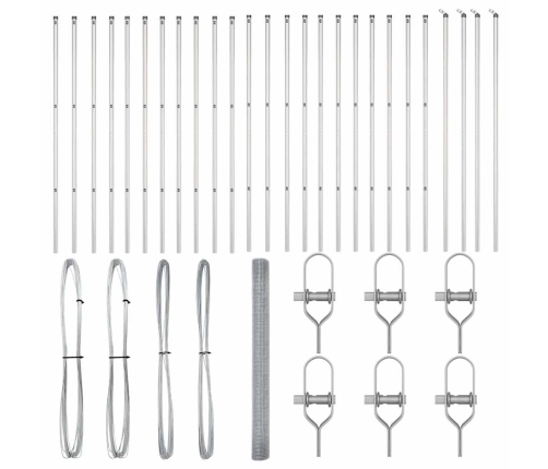 Metinātā Stieples Žogs Ar 13 Stabiem 1.5X50 M Galvanizētajā Tēraudā Vidaxl