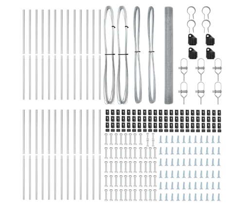Metinātā Stieples Žogs Ar 13 Stabiem 1.5X50 M Galvanizētajā Tēraudā Vidaxl