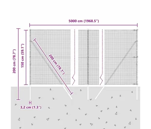 Metinātais Vadu Žogs Ar 13 Stabiem 1.5X50 M Galvanizētā Tēraudā Vidaxl