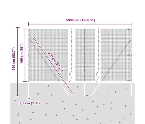 Metinātā Stieples Žogs Ar 13 Stabiem 1.6X50 M Cinkots Tērauds Vidaxl