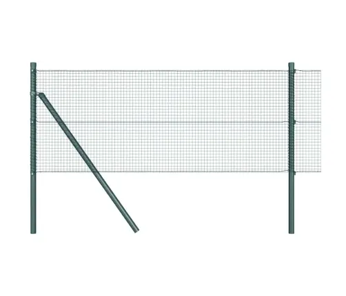 Metināts Stiepļu Žogs Ar 7 Mietiņiem Zaļš 0.4X10 M Tērauds Vidaxl