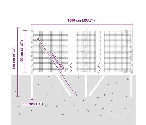 Savilkta Metāla Žogs Ar 7 Stabiem Zaļš 0.8X10 M Tērauds Vidaxl