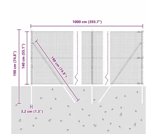 Aiapost Roheline 10 X 1,4 M (19 X 19 Mm Võrgu) Terased Ja Pvc