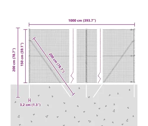 Metinātais Stiepu Žogs Ar 7 Postiem Zaļā Krāsā 1,5X10 M Tērauds Vidaxl