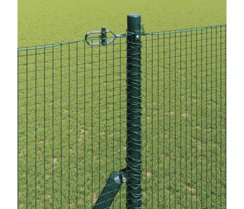 Metināts Žogs Ar 7 Stabiem, Zaļš 1.6X10 M Tērauds Vidaxl