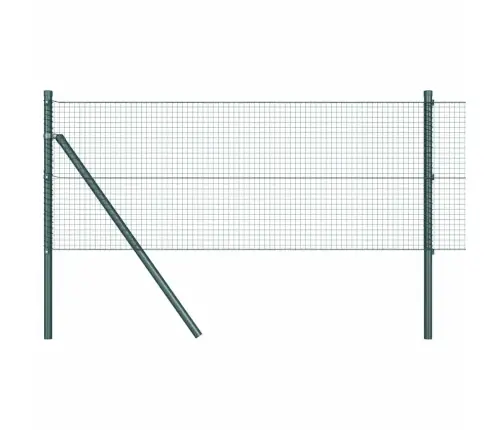 Sastrādātā Stieņu Žogs Ar 13 Stabiem Zaļš 0.8X25 M Tērauds Vidaxl