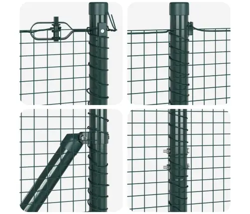 Metinātais Stieples Žogs Ar 13 Stabiem Zaļš 1.2X25 M Tērauds Vidaxl