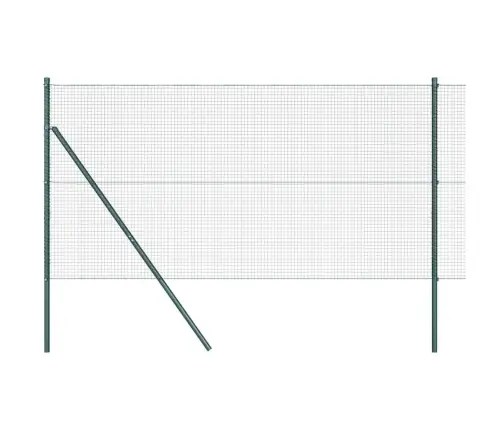Metinātais Stieples Žogs Ar 13 Stabiem Zaļš 1.2X25 M Tērauds Vidaxl