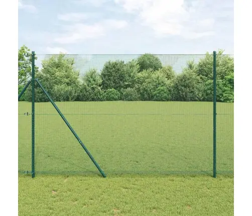 Metinātā Stieple Ar 13 Stabiem Zaļā 1.5X25 M Tērauda Vidaxl