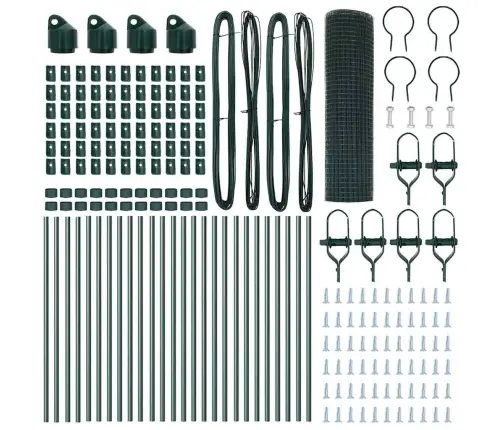 Metināts Acu Žogs Ar 13 Stabiem Zaļš 0.8X50 M Tērauds Vidaxl