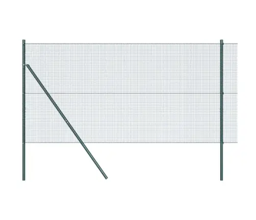 Mūrēts Stieņu Žogs Ar 13 Stabiem, Zaļš, 1.2X50 M Tērauda Vidaxl