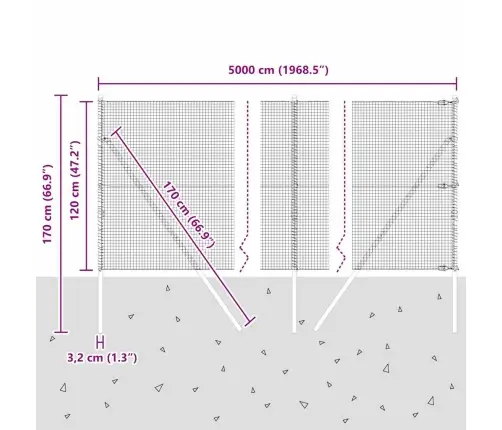Vidaxl Savilktais Vads Ar 13 Stabiem Zaļš 1.2X50 M Tērauds