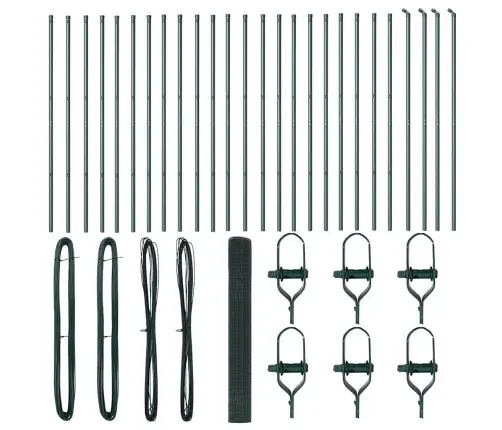 Vidaxl Slēgtais Stiepļu Žogs Ar 13 Stabiem Zaļš 1.2X50 M Tērauds