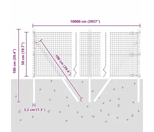 Saskaņotais Stieples Žogs Ar 13 Stabiem Zaļā Krāsā 0.5X100 M Tērauds Vidaxl