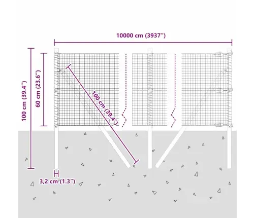 Savilkta Stieple Ar 13 Stabiem Zaļš 0.6X100 M Tērauds Vidaxl