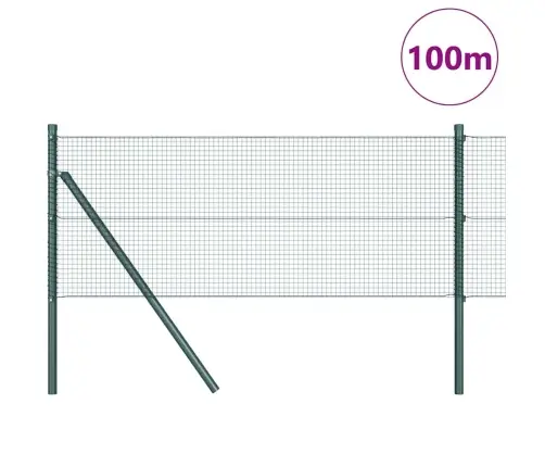 Metāla Žogs Ar 13 Stabiem Zaļā Krāsā 0,8X100 M Tērauda Vidaxl
