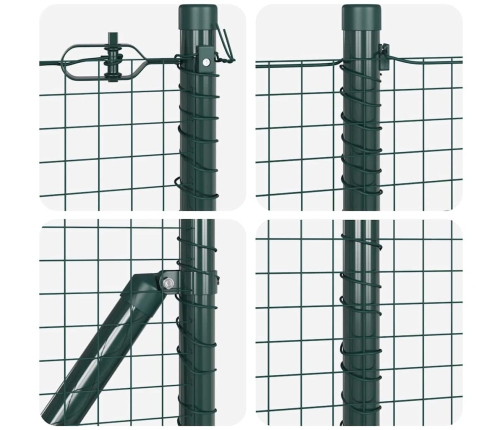 Metinātas Stieples Žogs Ar 13 Stabiem Zaļš 0.8X100M Tērauds Vidaxl