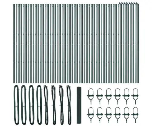 Savilktā Stieple Ar 13 Stabiem Zaļā Krāsā 1X100 M Tērauds Vidaxl