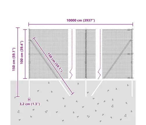 Savilktā Stieple Ar 13 Stabiem Zaļā Krāsā 1X100 M Tērauds Vidaxl