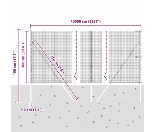 Metinātais Žogs Ar 13 Stabiem Zaļš 1X100 M Tērauds Vidaxl