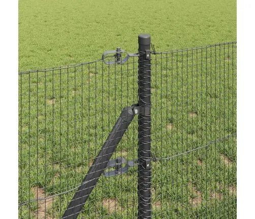 Metinātais Vadu Žogs Ar 7 Stabiem Pelēks 0.6X10 M Tērauds Vidaxl