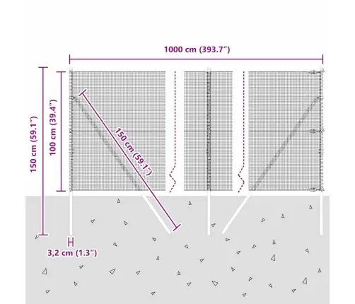 Pelēku Žoga Stabu Komplekts 2 Gabali Pelēks Metāls 10 X 1 M Vidaxl