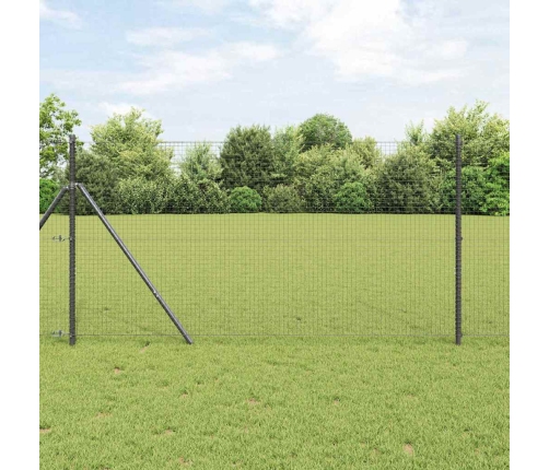 Metinātu Stieples Žogs Ar 7 Stabiem Pelēks 1.2X10 M Tērauds Vidaxl