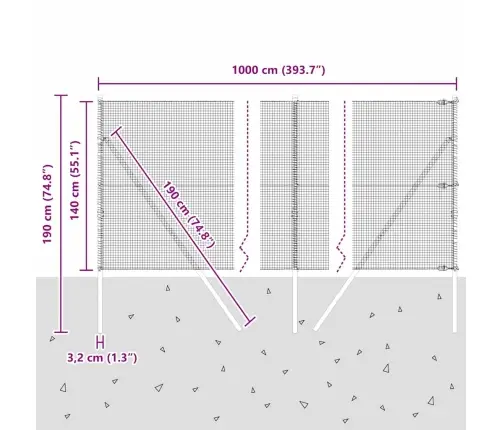 Tvorelės Stulpas Pilka 10 X 1,4 M (16 X 16 Mm Tinklas)