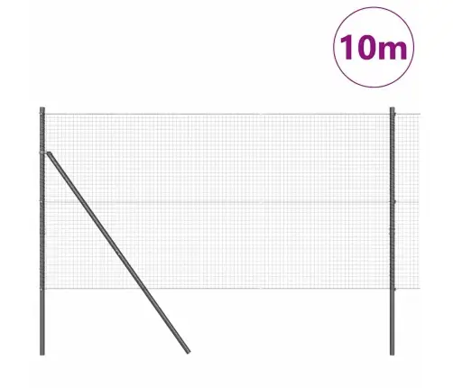 Metinātais Stieples Žogs Ar 7 Stabiem Pelēks 1.4X10 M Tērauds Vidaxl