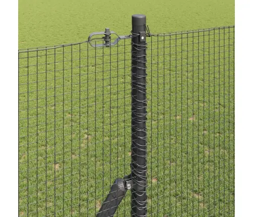 Metināto Stieņu Žogs Ar 7 Stabiem Pelēks 1.5X10 M Tērauda Vidaxl