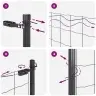 Metināto Stieņu Žogs Ar 7 Stabiem Pelēks 1.5X10 M Tērauda Vidaxl