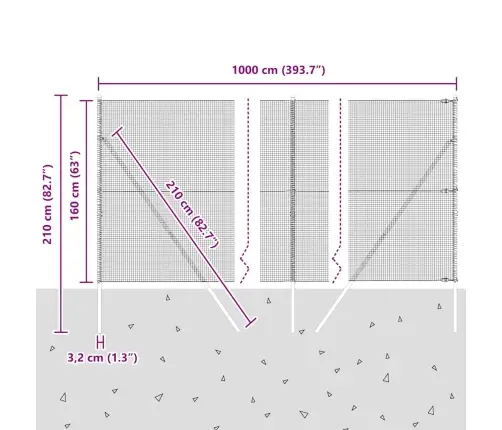 Metinātā Drāšu Žogs Ar 7 Stabiem Pelēks 1.6X10 M Tērauds Vidaxl