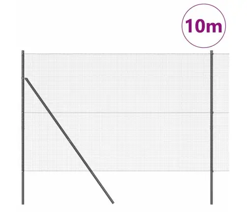 Metinātā Drāšu Žogs Ar 7 Stabiem Pelēks 1.6X10 M Tērauds Vidaxl