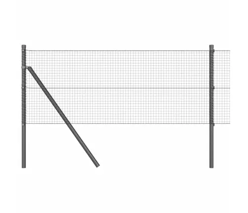 Metināts Vadu Žogs Ar 13 Stabiem Pelēks 0.8X25 M Tērauds Vidaxl