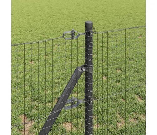 Metināts Vads Žogs Ar 13 Stabiem Pelēks 0.8X25 M Tērauds Vidaxl