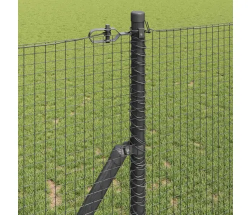 Metināta Stieņu Žogs Ar 13 Stabiem Pelēks 1.2X25 M Tērauds Vidaxl