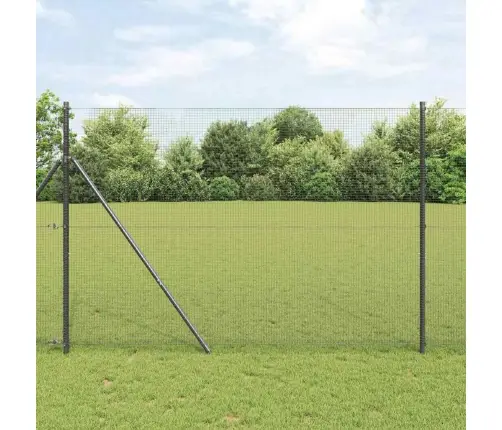 Metināta Sieta Žogs Ar 13 Stabiem Pelēks 1.5X25 M Tērauds Vidaxl
