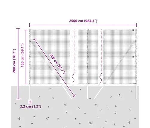 Lodveida Vadu Žogs Ar 13 Stabiem Pelēks 1.5X25 M Tērauds Vidaxl