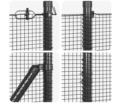 Metināts Vadu Žogs Ar 13 Stabiem Pelēks 1.6X25 M Tērauds Vidaxl